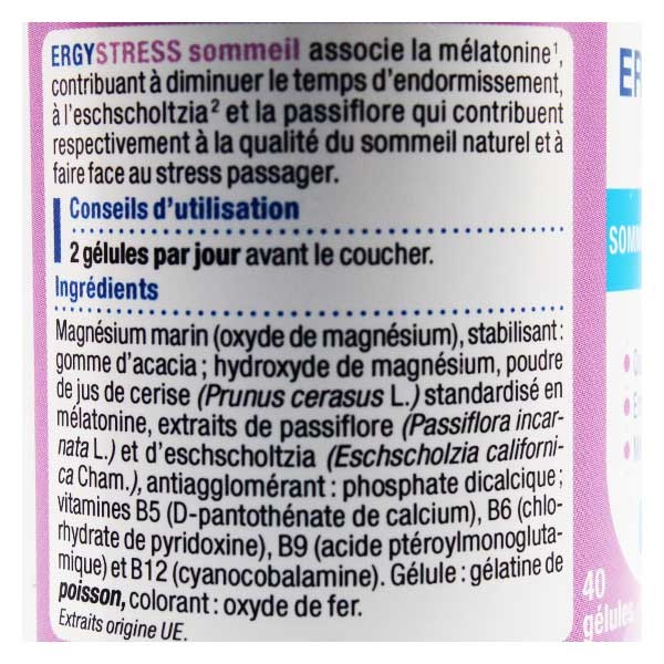 Nutergia Ergystress Sommeil - Sueño - 40 comprimidos