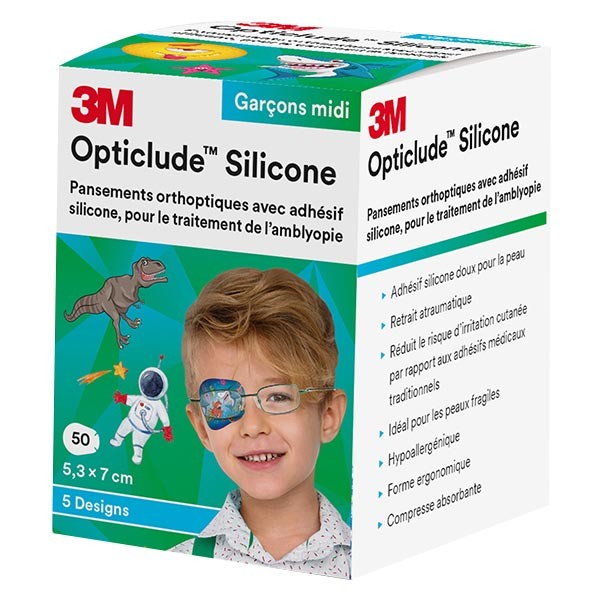 3M Opticlude Silicona Niños Medio 5,3cm x 7cm 50 unidades