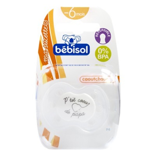 Bebisol chupete goma Reversible corazn Papa Blanc-6 meses (ref P4)