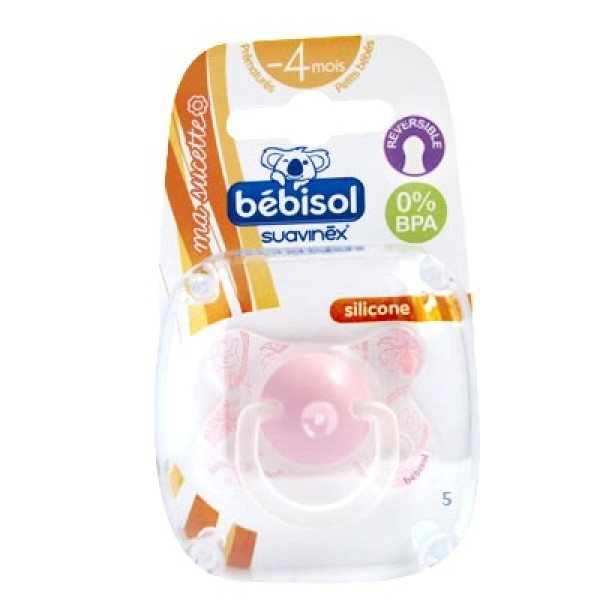 Bebisol chupon conejo Reversible silicona rosa - 4 meses (ref 5)