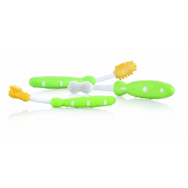 Intenso Cabra Vago Acquista Nûby Set evolutivo de cepillo de dientes verde y 3 meses | Sanareva