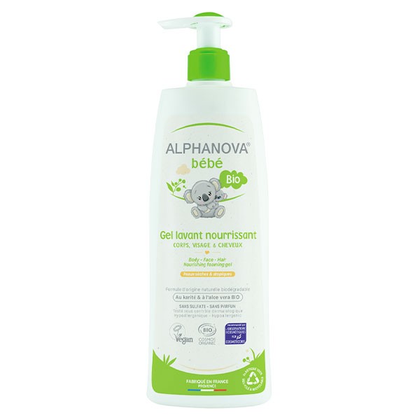 Gel champú Nutritivo Piel sensible y seca 500ml Alphanova Bebé